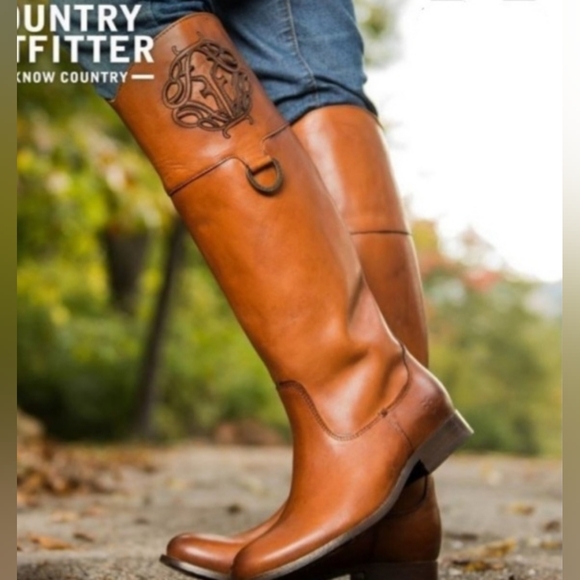 FRYE MELISSA LOGO KNEE HIGH LEATHER BOOTS 9.5B EEUC With BOX! - Picture 15 of 16